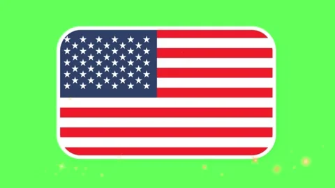 Three rounded rectangular american flags floating against a vibrant bright 스톡 동영상 346121317