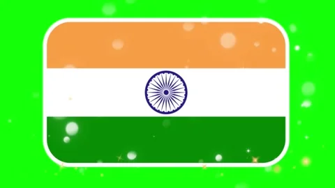 Three rounded rectangular indian flags featuring glowing sparkling particles 스톡 동영상 346121319
