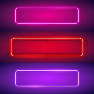 Three Rounded Rectangular Neon Frames Stock Illustration