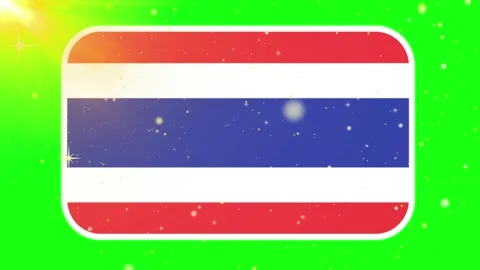 Three rounded rectangular thailand national flags floating against vibrant Stock Footage 346121754