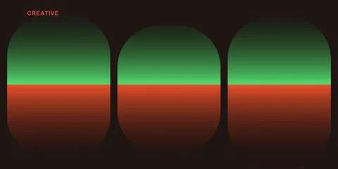 Three rounded vertical panels with green and red gradients Stock Illustration