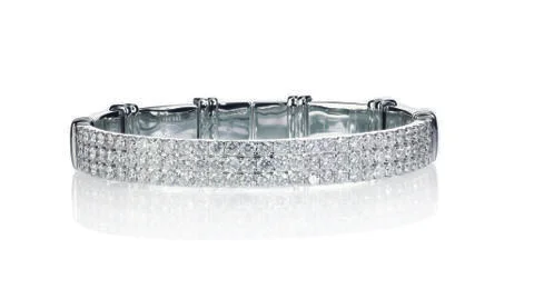 Three row diamond set bracelet Stock Photos