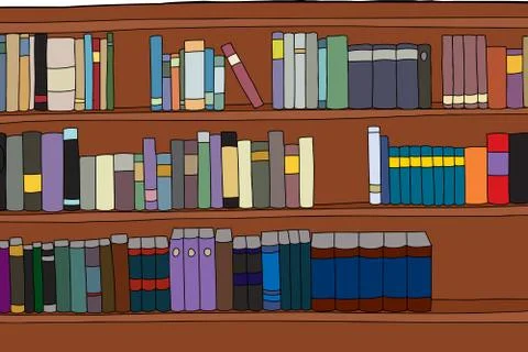 Three Rows of Books on Shelf Stock Illustration