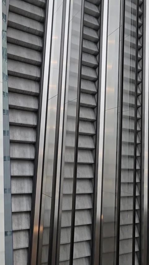 Three rows of escalators in modern design Stock-Footage 295232394