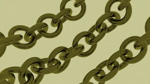 Three rows of metal gold chains moving isolated on a beige background. Design Stock Illustration