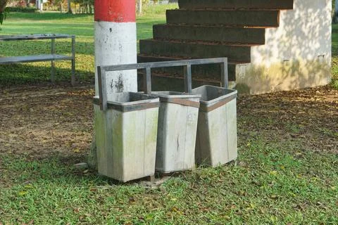 Three rows trash boxes Stock Photos