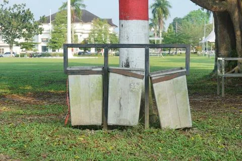 Three rows trash boxes Stock Photos