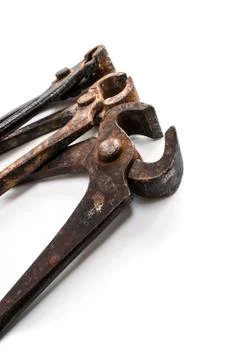 Three Rusty Pincer Pliers in perspective view Stock Photos