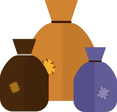 Three sacks. Vector illustration. Canvas sacks. EPS 10 Stock Illustration