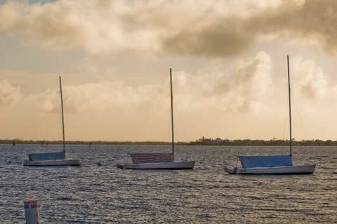 Three sailboats Stock Photos
