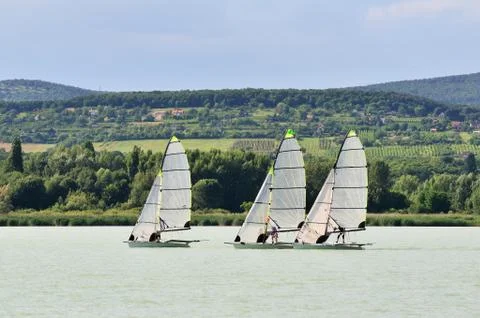 Three sailing boat Stock Photos