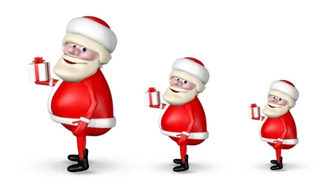 Three Santa Claus Bear Gift Stock Footage 70748219