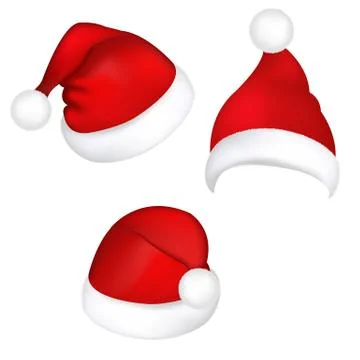 Three santa hats Stock Illustration