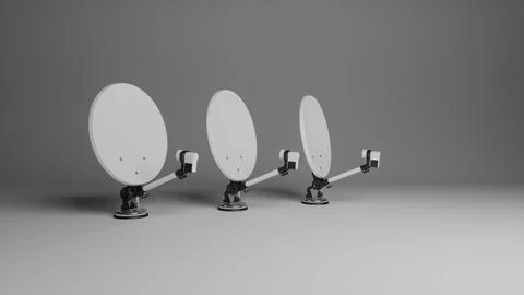 Three satellite dishes on a gray background Stock Illustration
