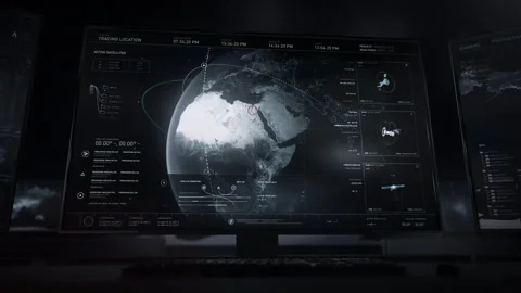 Three satellites were accessed. The footage is broadcasted on the screen. UI Stock Footage 268190159
