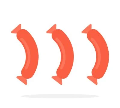 Three sausages on white vector flat isolated Stock Illustration