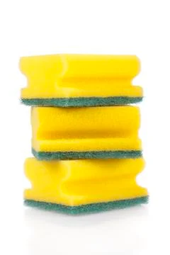 Three scouring pads isolated on a white background Stock Photos