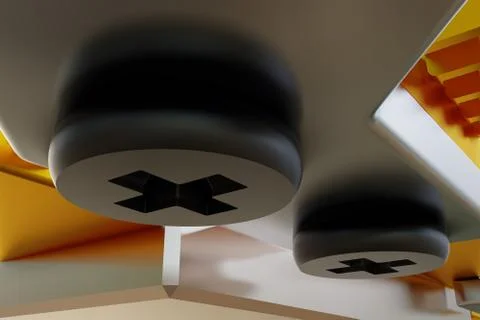 Three screw caps. Background of the metal screw. 3d rendering イラスト素材
