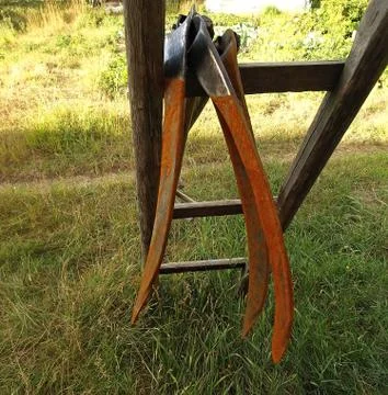 Three scythes Foto stock