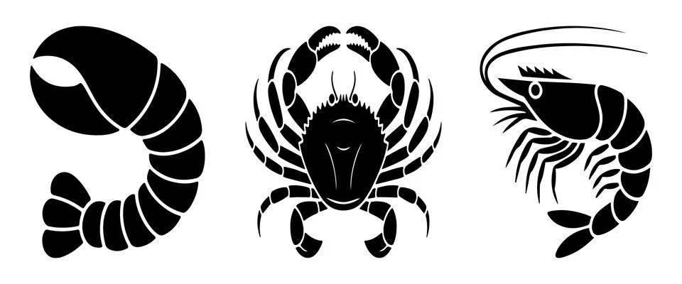 Three sea creatures flat design vector illustration on white background Stock Illustration