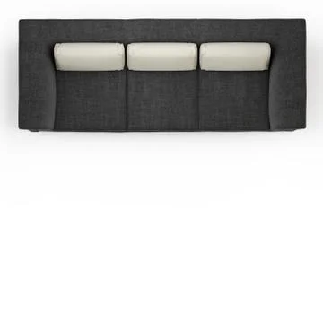 Three-seater soft gray sofa on a white background top view 3d rendering Stock Illustration