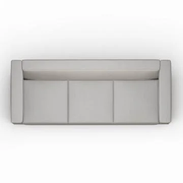 Three-seater soft white sofa on a white background top view 3d rendering Stock Illustration