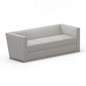 Three-seater soft white sofa on a white background 3d rendering Stock Illustration
