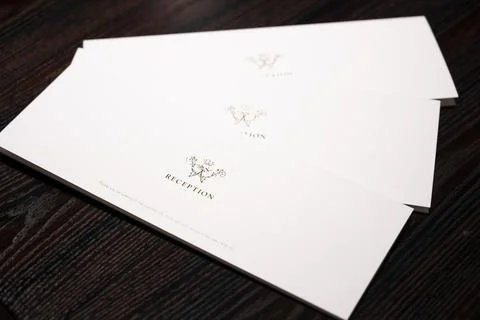 Three seating order lists are lined up Stock Photos