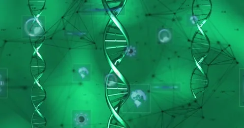 At three seconds helices rotating and elements drifting pulsing data sliding and Stock Footage 317369310