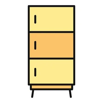 Three section cabinet icon representing storage furniture Stock Illustration
