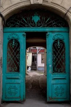 Three section metal gate. Stock Photos