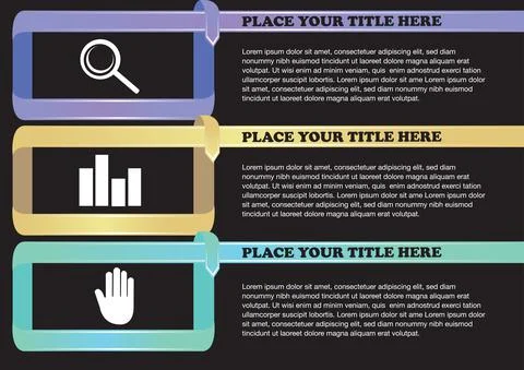 Three Sections Page Layout with Ribbon and Icons Illustrazione stock