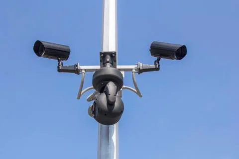 Three security camera Stock Photos