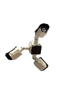 Three security cctv cameras Stock Photos