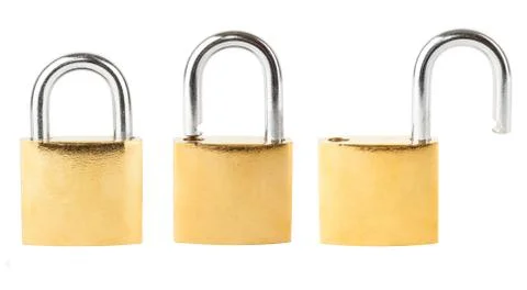 Three security padlocks Stock Photos