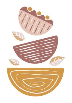 Three semicircle abstract tower, boho poster Stock Illustration