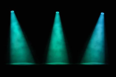 Three separate blue-green spotlights Stock Illustration