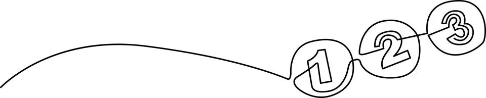 Three sequentially connected circular nodes numbered one through three in a.. 库存插图