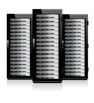 Three Servers - Server in Cabinets Illustrazione stock