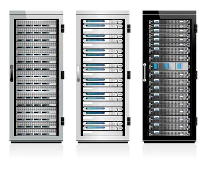 Three Servers - Server in Cabinets Stock Illustration