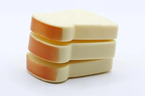 Three sharable toy slices of bread Stock Photos