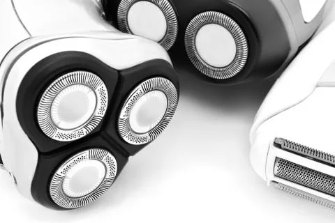 Three shavers close-up Stock Photos