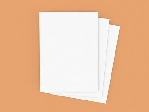 Three sheets of A4 office paper on the table. Stock Illustration