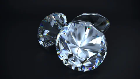 Three shining diamonds, 3D rotation animation 스톡 동영상 102610868