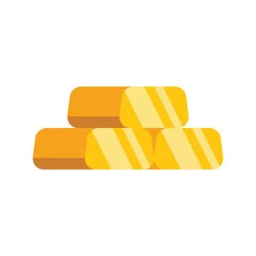 Three shiny gold bars stacked together forming a small pile Stock Illustration