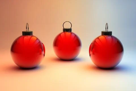 Three shiny red christmas baubles Stock Illustration