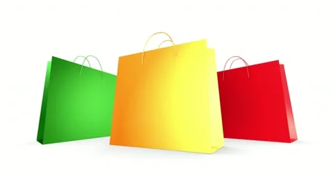 Three shopping Bags Stock Footage 10901808