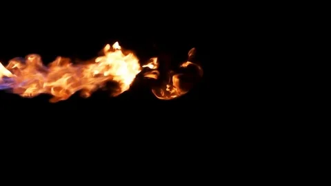 Three short jets of flame against black shot in studio Vídeo Stock 77134559