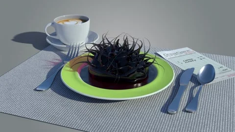 Three short shots of restaurant dish: a disgusting, pulsating, spiny blob Stock-Footage 267913983