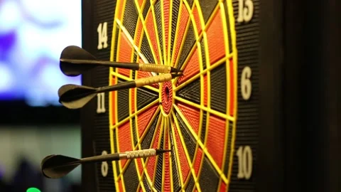 Three shots at a Dartboard Stock Footage 266858492